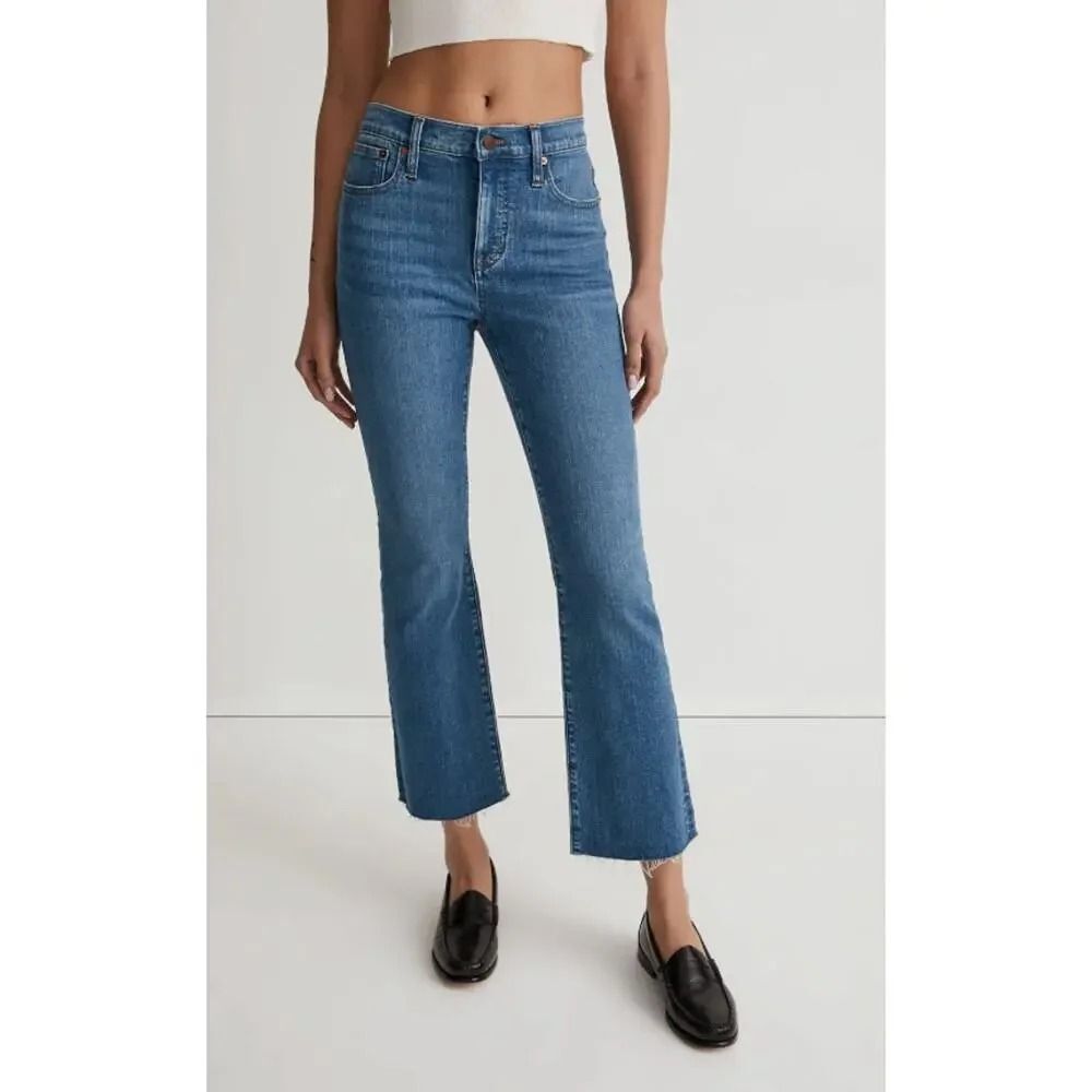 Madewell Midrise Kick Out Crop Jeans Raw Hem Size 27 Petite